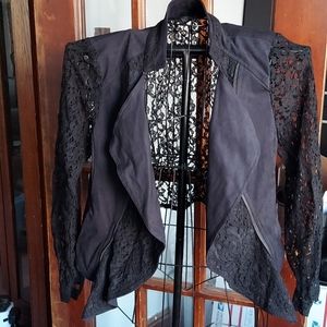 Lace and suede accent jacket